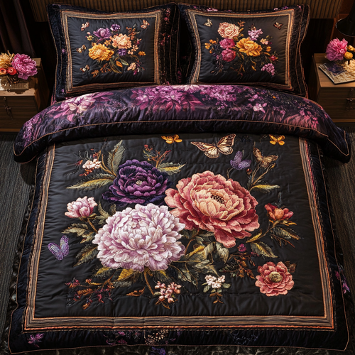 Blooming Grace 3-Piece Quilted Bedding Set NCU0VH4826