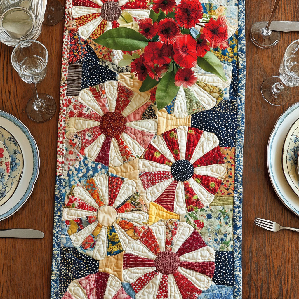 Blooming Harmony Quilted Table Runner NCU0PT7243