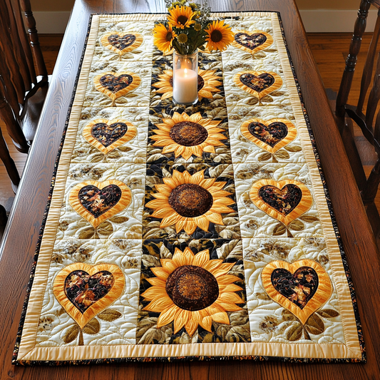 Blooming Hearts Quilted Table Runner NCU0VH3939