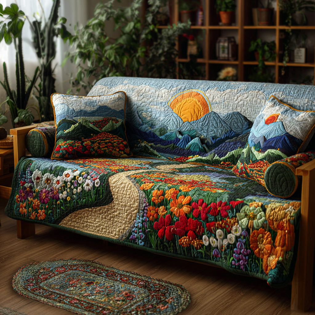 Blooming Horizon Glow Quilted Sofa Cover NCU0VL3005