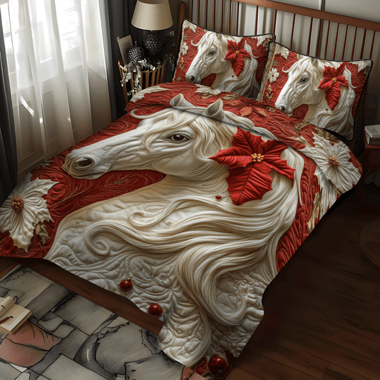 Blooming Horse 3-Piece Quilted Bedding Set NCU0DV1138