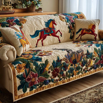 Blooming Horse Quilted Sofa Cover NCU0NT11554