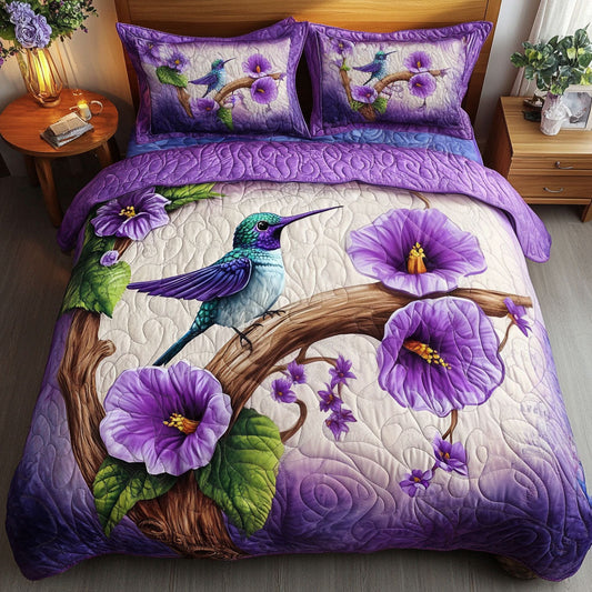 Blooming Hummingbird 3-Piece Quilted Bedding Set NCU0NT6201