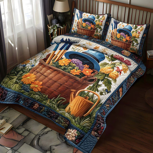 Blooming Pansies 3-Piece Quilted Bedding Set NCU0NT1151