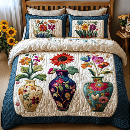 Blooming Paradise 3-Piece Quilted Bedding Set NCU0VL1475