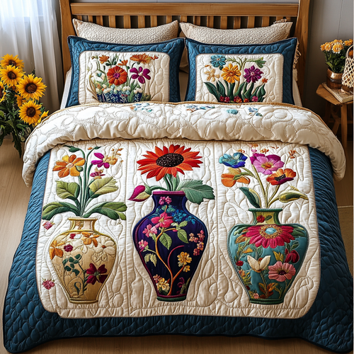 Blooming Paradise 3-Piece Quilted Bedding Set NCU0VL1475