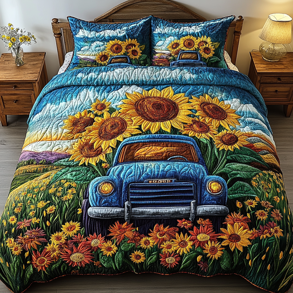 Blooming Path 3-Piece Quilted Bedding Set NCU0VL2028