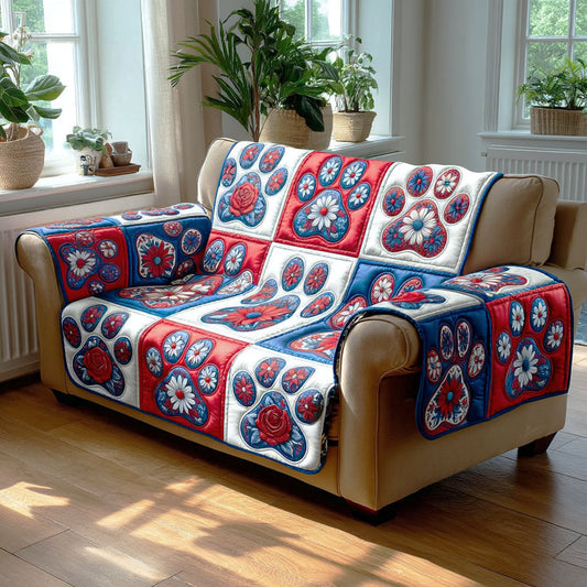 Blooming Patriot Paws Quilted Sofa Cover NCU0TD2338