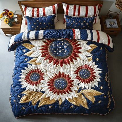 Blooming Patriotic 3-Piece Quilted Bedding Set NCU0VH5696