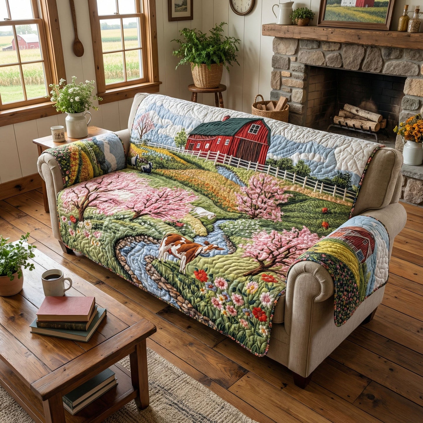 Blooming Prairie Quilted Sofa Cover NCU0PT11395