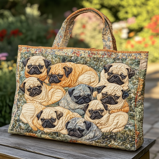 Blooming Pug Quilted Tote Bag NCU0DK9470
