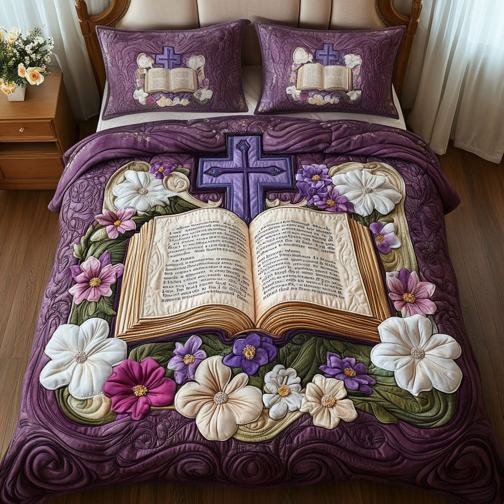 Blooming Scriptures 3-Piece Quilted Bedding Set NCU0NT6722