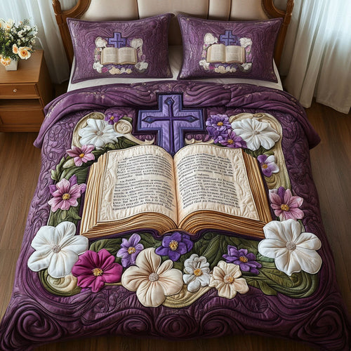 Blooming Scriptures 3-Piece Quilted Bedding Set NCU0NT6722