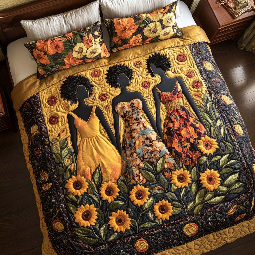 Blooming Sisterhood 3-Piece Quilted Bedding Set NCU0NT7665