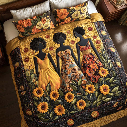 Blooming Sisterhood 3-Piece Quilted Bedding Set NCU0NT7665