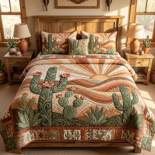 Blooming Sonoran Garden 3-Piece Quilted Bedding Set NCU0PT11755