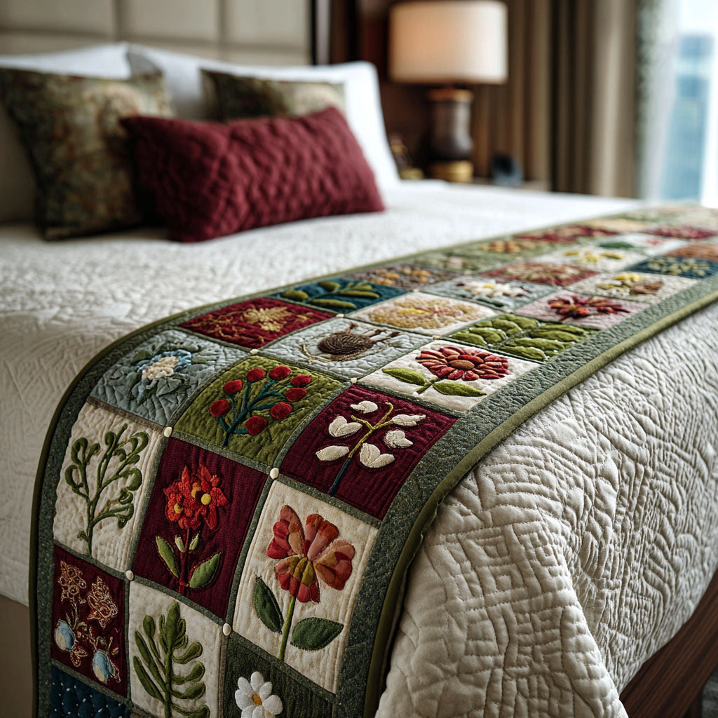 Blooming Stillness Quilted Bed Runner NCU0PT11152