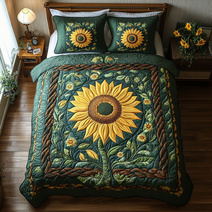 Blooming Sun 3-Piece Quilted Bedding Set NCU0DV2988