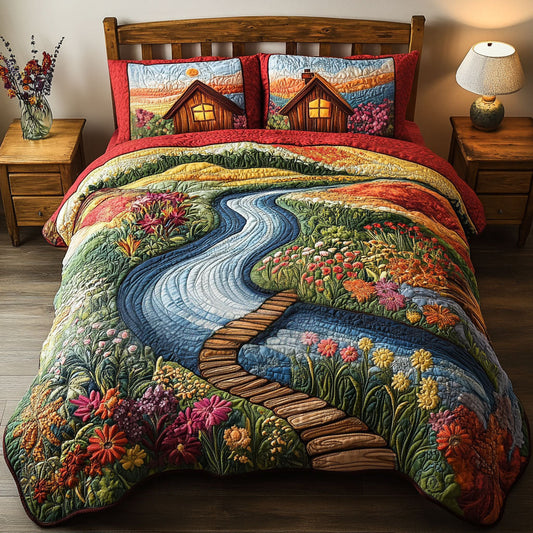 Blooming Sunsets 3-Piece Quilted Bedding Set NCU0PT5767