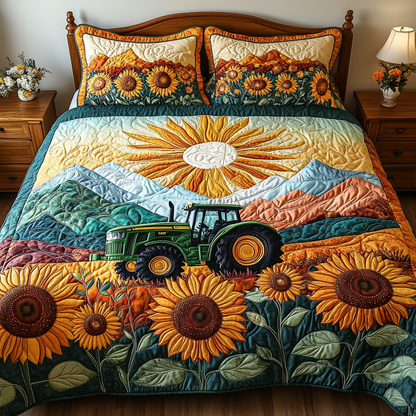 Blooming Tractor 3-Piece Quilted Bedding Set NCU0DV4573