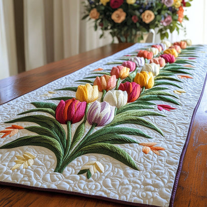 Blooming Tulip Rows Quilted Table Runner NCU0NT4622