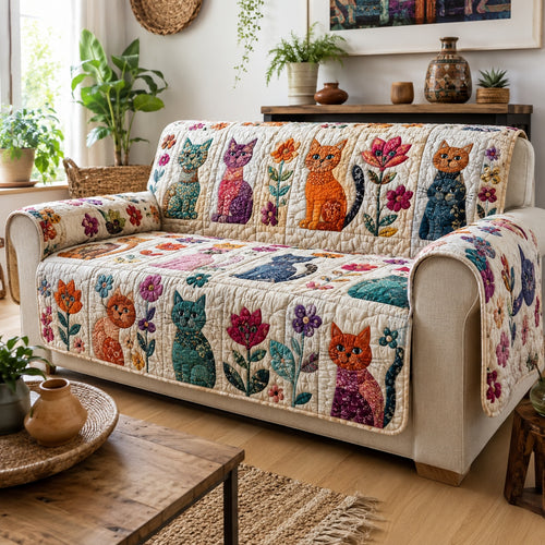 Blooming Whisker Garden Quilted Sofa Cover NCU0VL3914