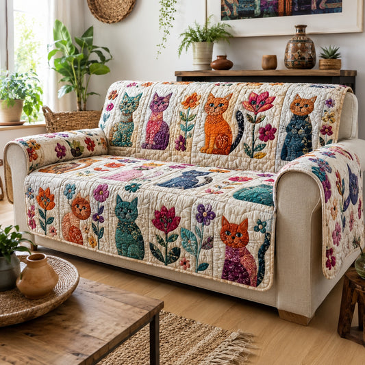 Blooming Whisker Garden Quilted Sofa Cover NCU0VL3914