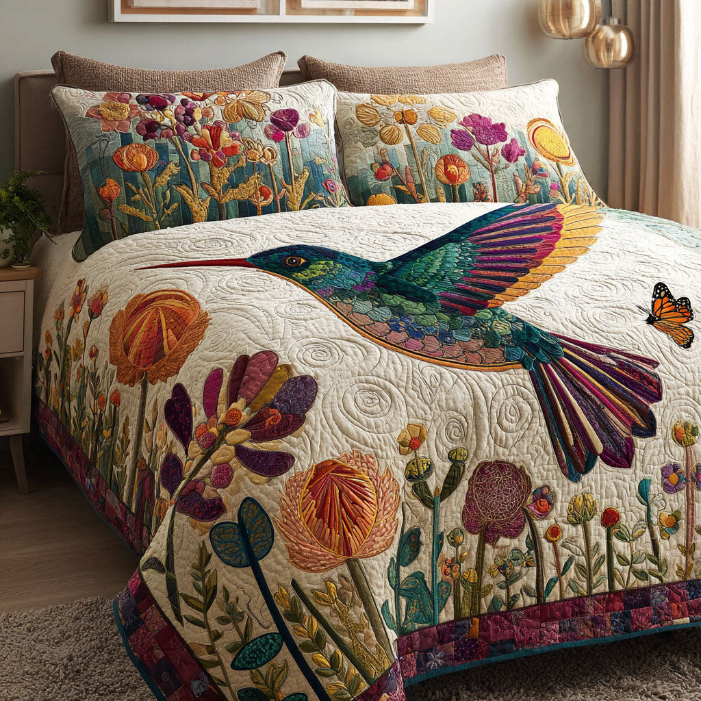 Blooming Wings 3-Piece Quilted Bedding Set NCU0DK12039
