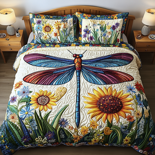 Blooming Wings 3-Piece Quilted Bedding Set NCU0VL1934