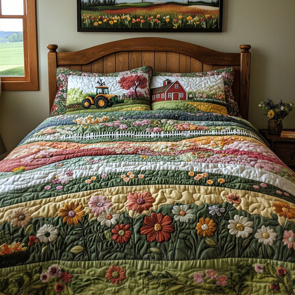 Blossom Acres 3-Piece Quilted Bedding Set NCU0PT6564