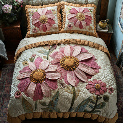 Blossom Beauty 3-Piece Quilted Bedding Set NCU0VH4681