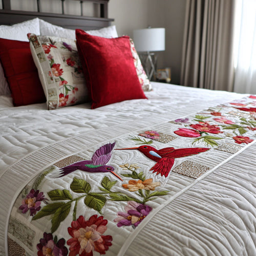Blossom Birds Quilted Bed Runner NCU0PT10838