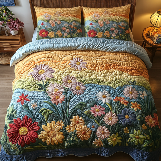 Blossom Bliss 3-Piece Quilted Bedding Set NCU0VH5382