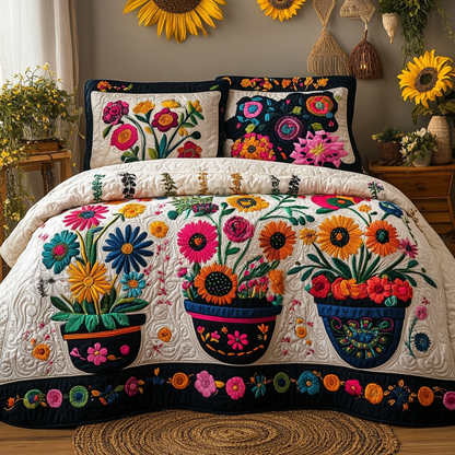 Blossom Breeze 3-Piece Quilted Bedding Set NCU0VL1470