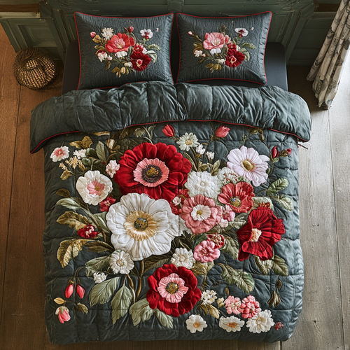 Blossom Charm 3-Piece Quilted Bedding Set NCU0VH4827