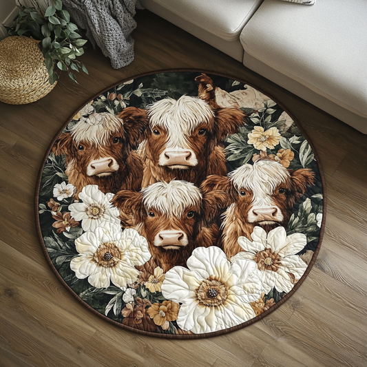 Blossom Cows Quilted Round Mat NCU0VH4382