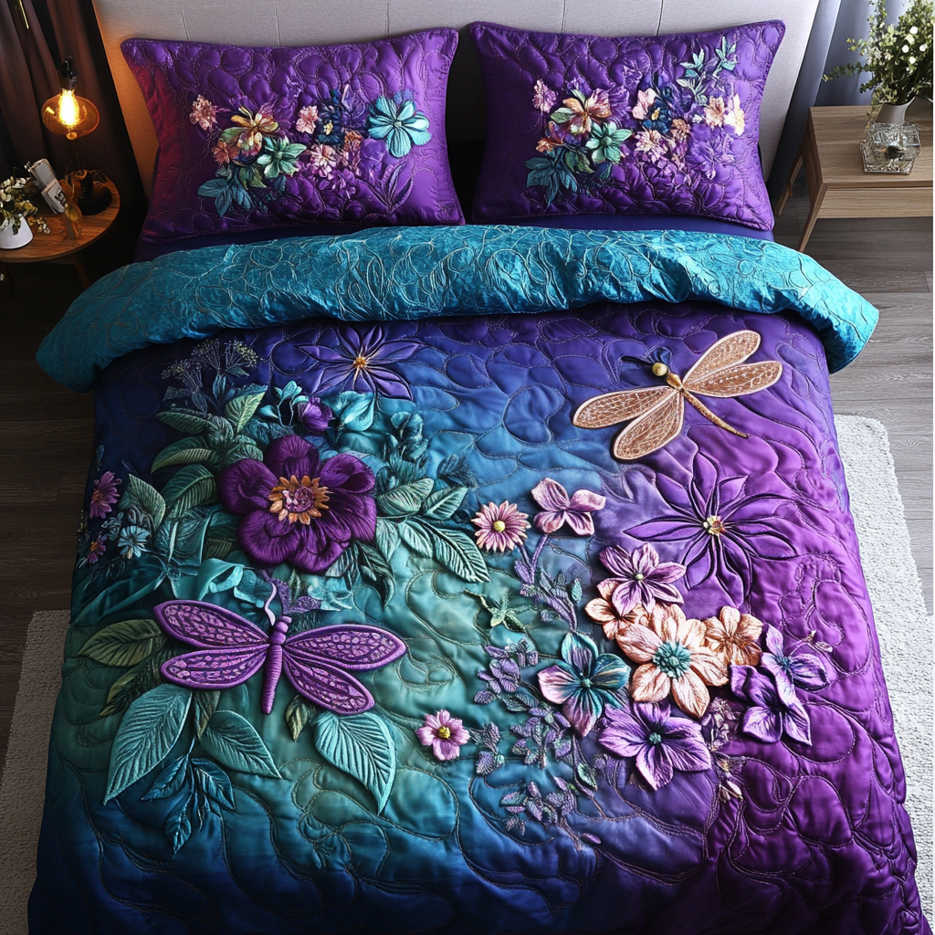 Blossom Dance 3-Piece Quilted Bedding Set NCU0VH5663