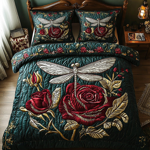 Blossom Dragonfly 3-Piece Quilted Bedding Set NCU0DV6532