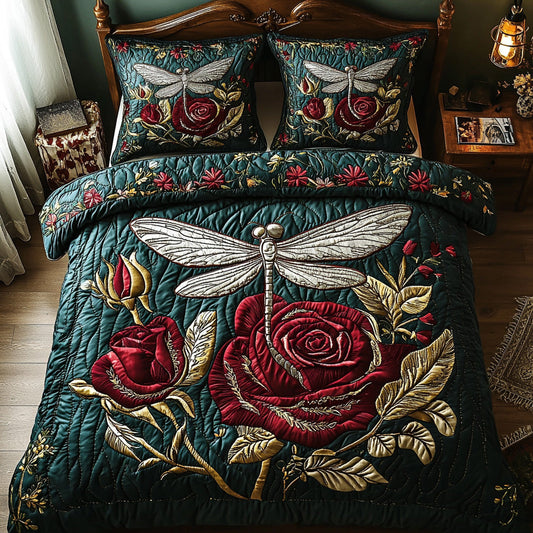 Blossom Dragonfly 3-Piece Quilted Bedding Set NCU0DV6532