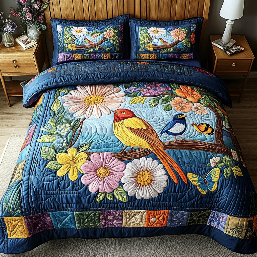Blossom Dream 3-Piece Quilted Bedding Set NCU0VL2075
