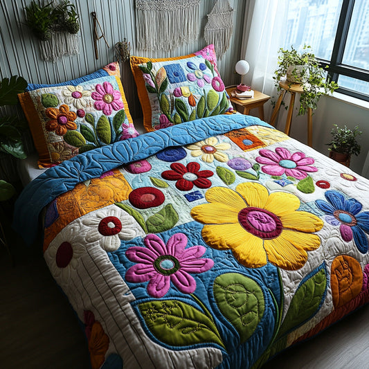 Blossom Field 3-Piece Quilted Bedding Set NCU0DV6973