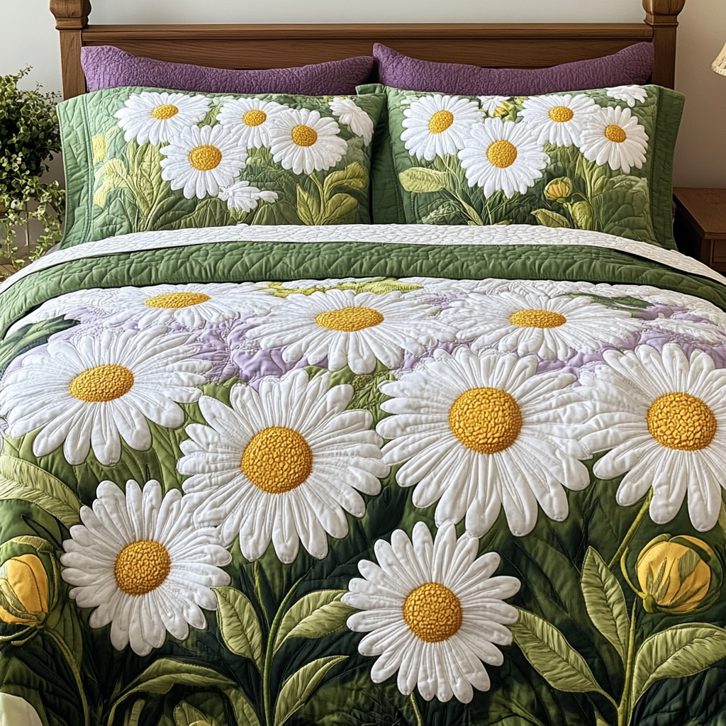Blossom Field 3-Piece Quilted Bedding Set NCU0VH4961