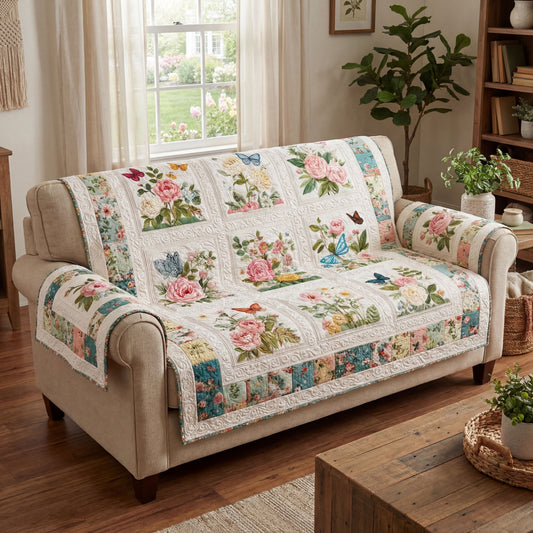 Blossom Field Charm Quilted Sofa Cover NCU0PT11509