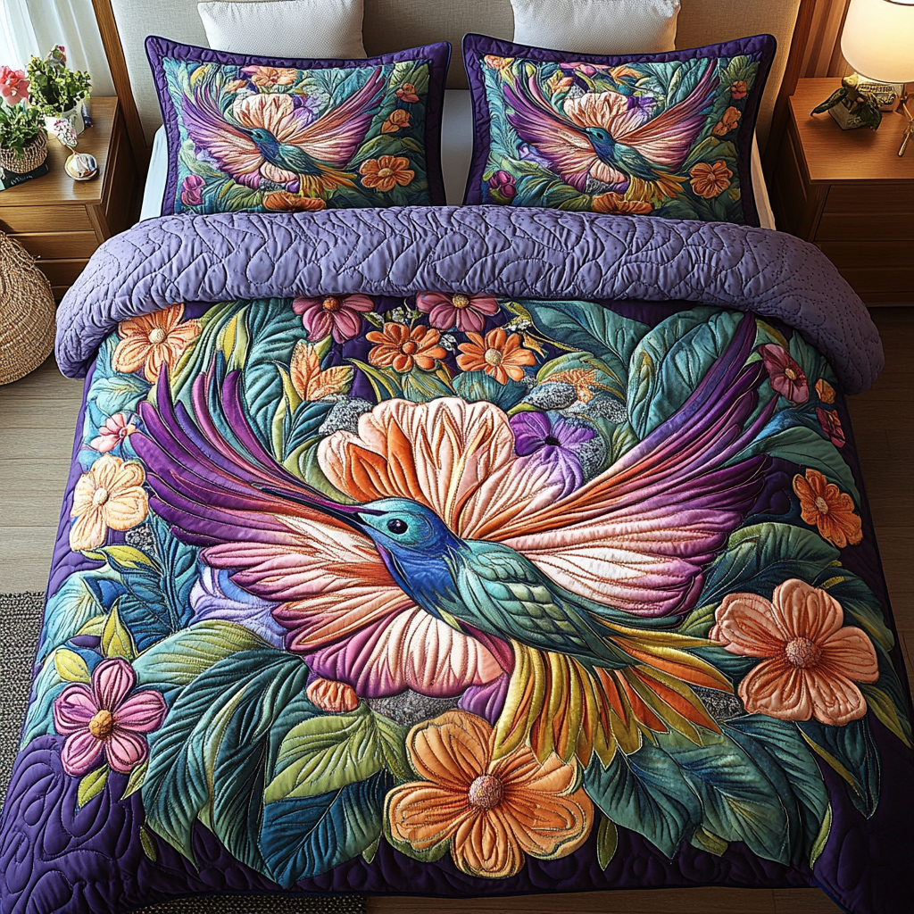 Blossom Flight 3-Piece Quilted Bedding Set NCU0VH2012