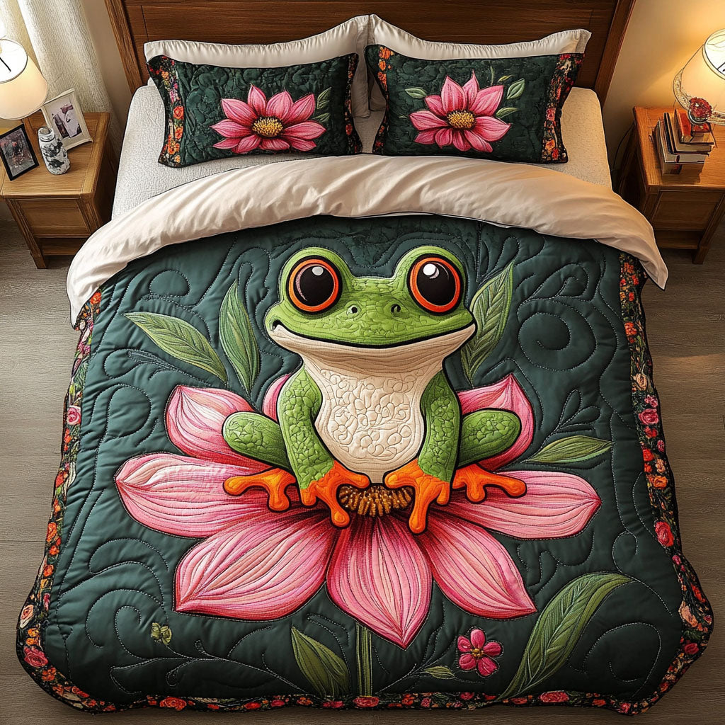 Blossom Frog Serenity 3-Piece Quilted Bedding Set NCU0NT3960 – Vantique