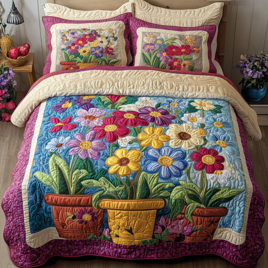 Blossom Haven 3-Piece Quilted Bedding Set NCU0VH3223