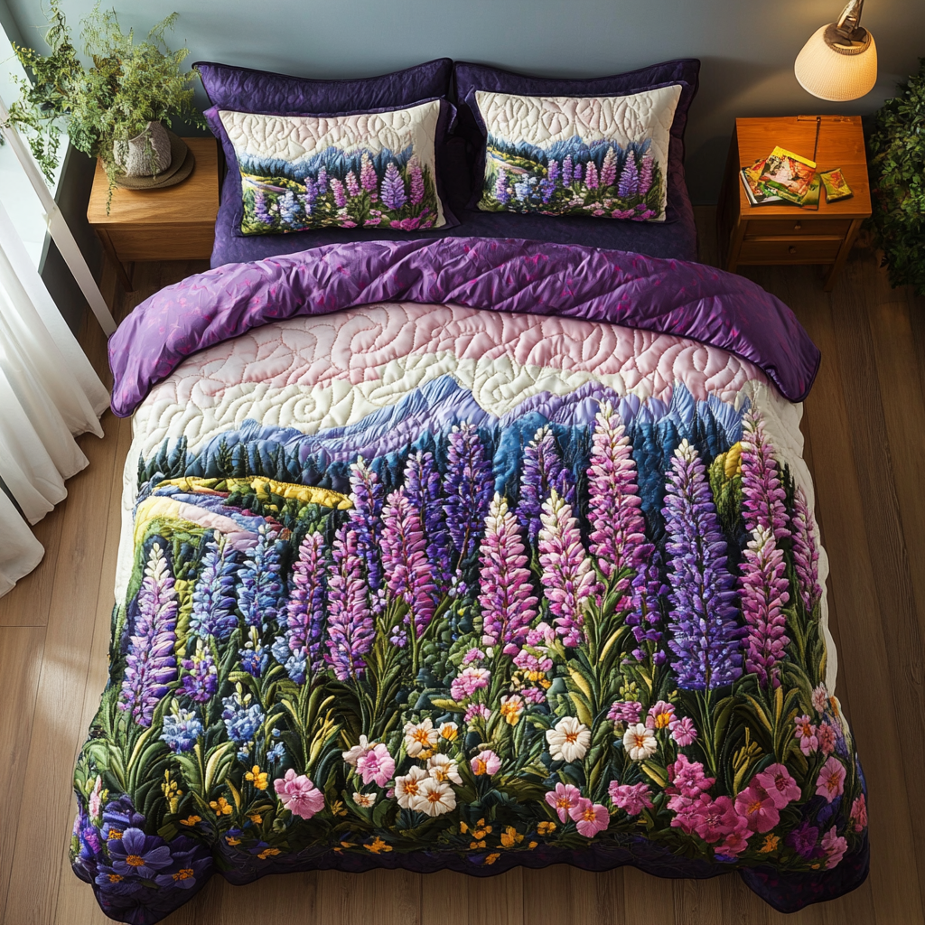 Blooming Beauty 3-Piece Quilted Bedding Set NCU0PVL122 main image 1