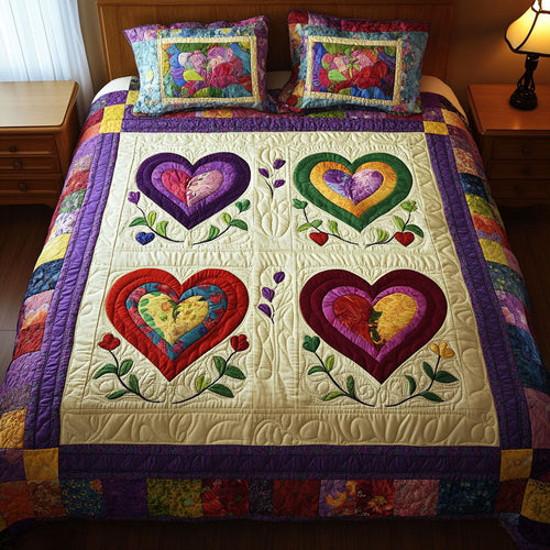 Blossom Hearts 3-Piece Quilted Bedding Set NCU0NT3412