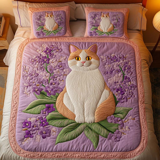 Blossom Kitty 3-Piece Quilted Bedding Set NCU0NT8100
