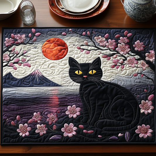 Blossom Mountain Cat Quilted Table Runner NCU0DV5940